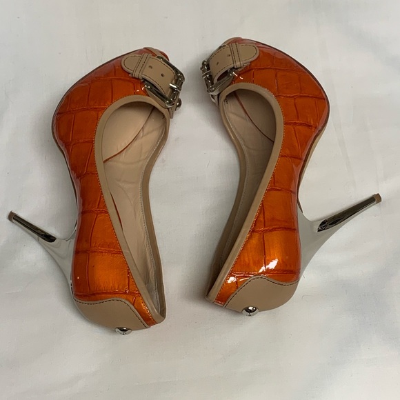 Giuseppe Zanotti Orange and Tan Croc-Embossed Heels Sz 36/6. Price Firm. - Picture 4 of 11